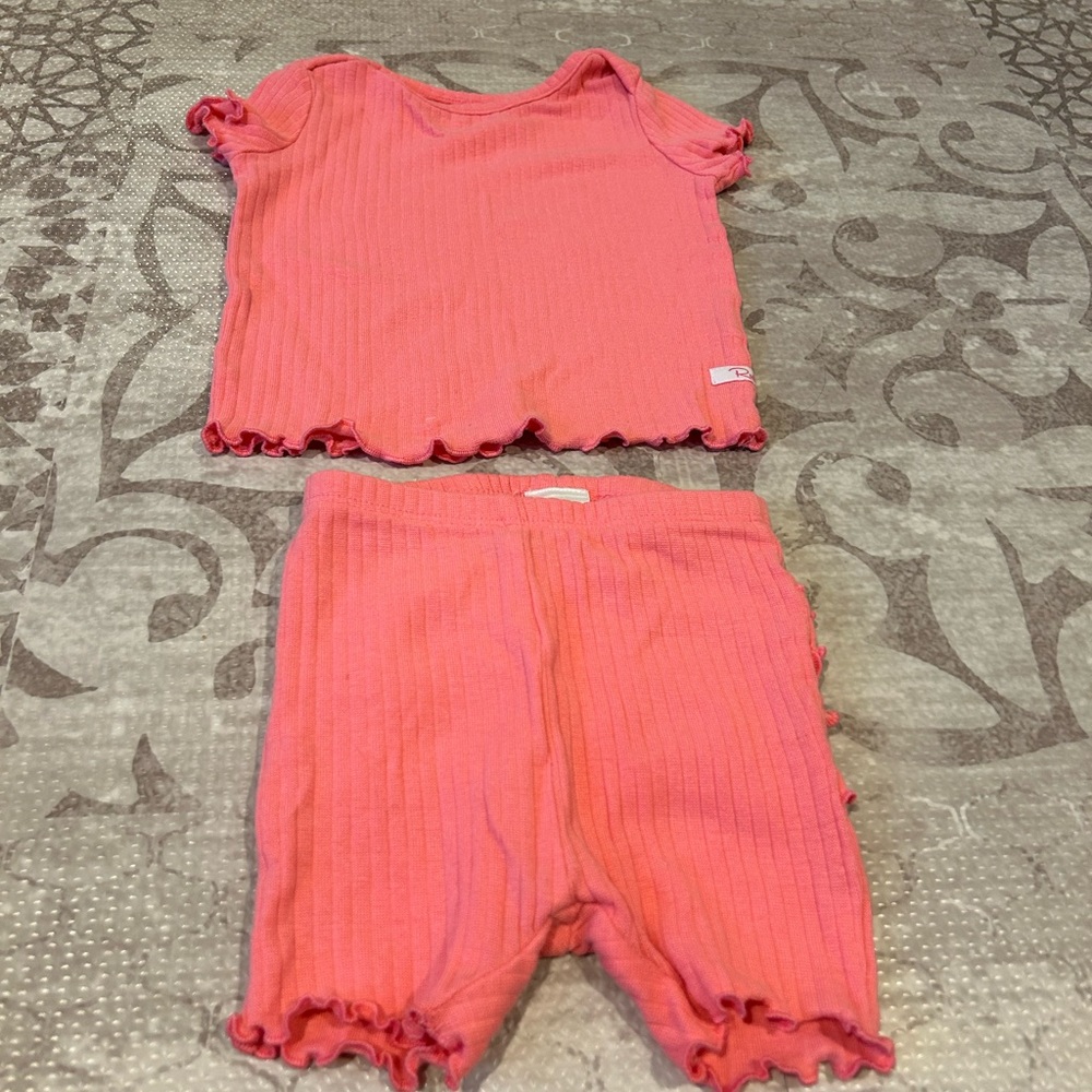 Ruffle Butts 2 piece pajama shirt and shorts set